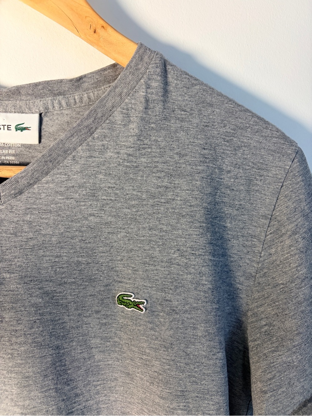 Lacoste Women’s Gray V-Neck Tee
